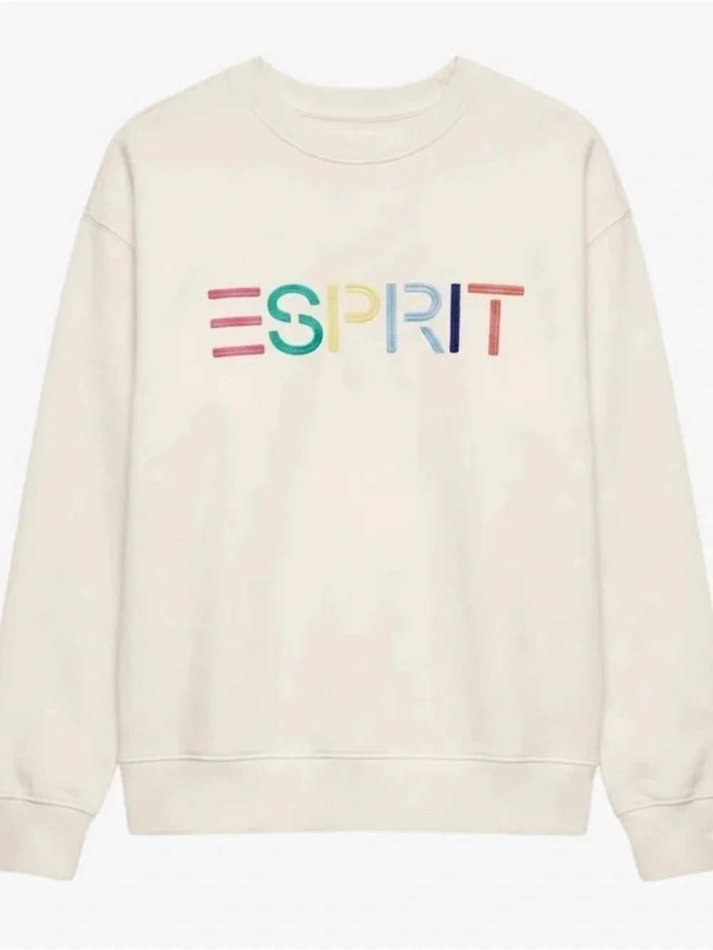 Esprit Cream Crewneck Sweatshirt with Multicolor Logo